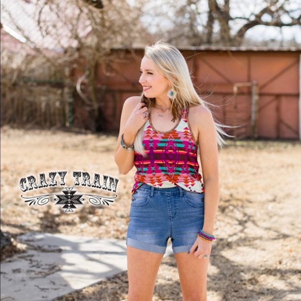 Crazy Train Side Swipe Denim Shorts